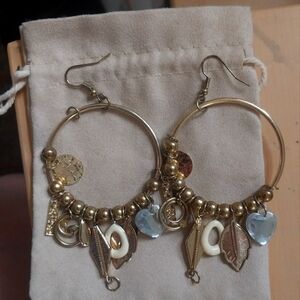 Boho Gold Beaded Charm Hoop Earrings